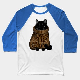 Cozy Autumn Sweater Cat Baseball T-Shirt